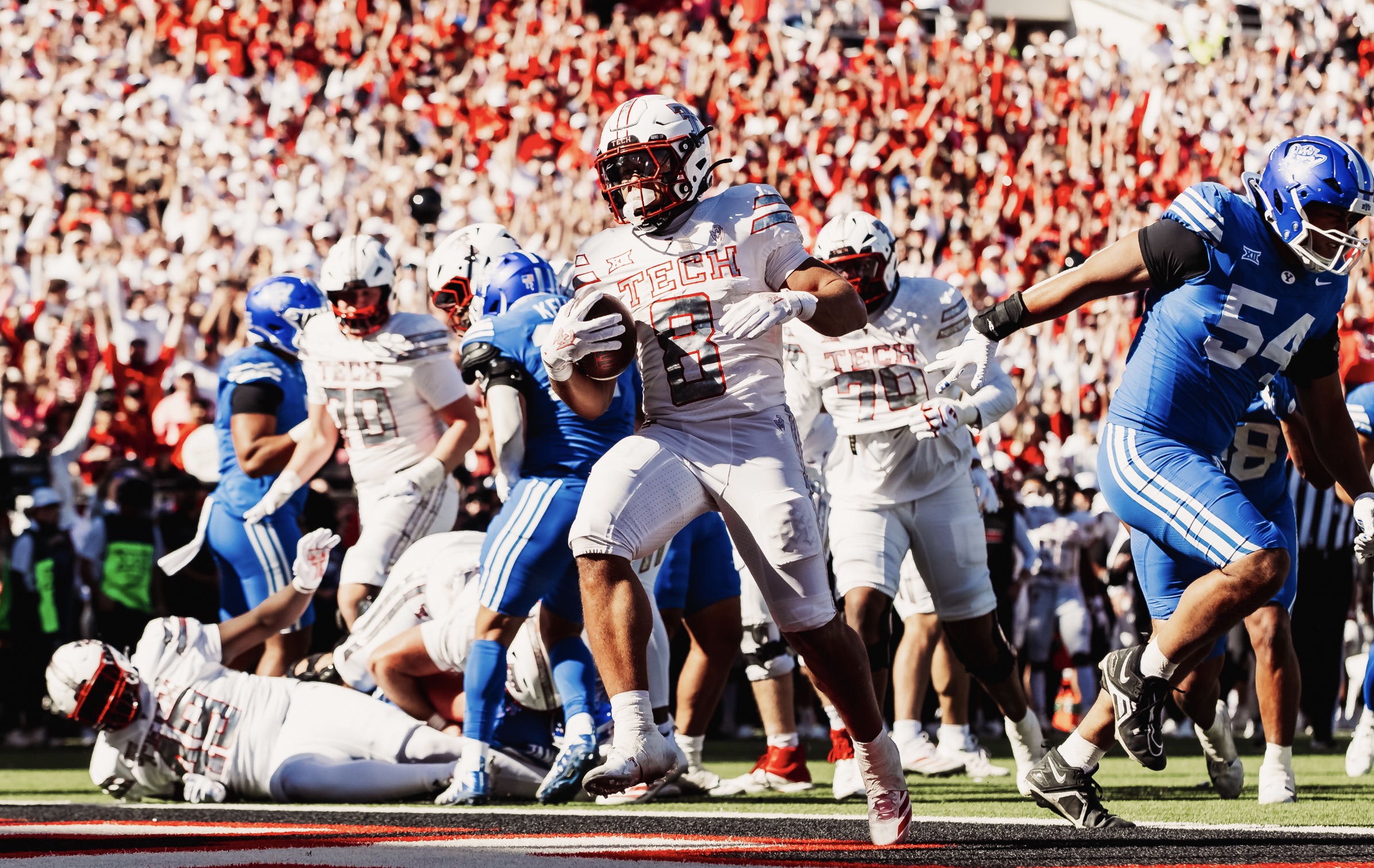 Texas Tech's Cam Dickey scores against BYU 2025