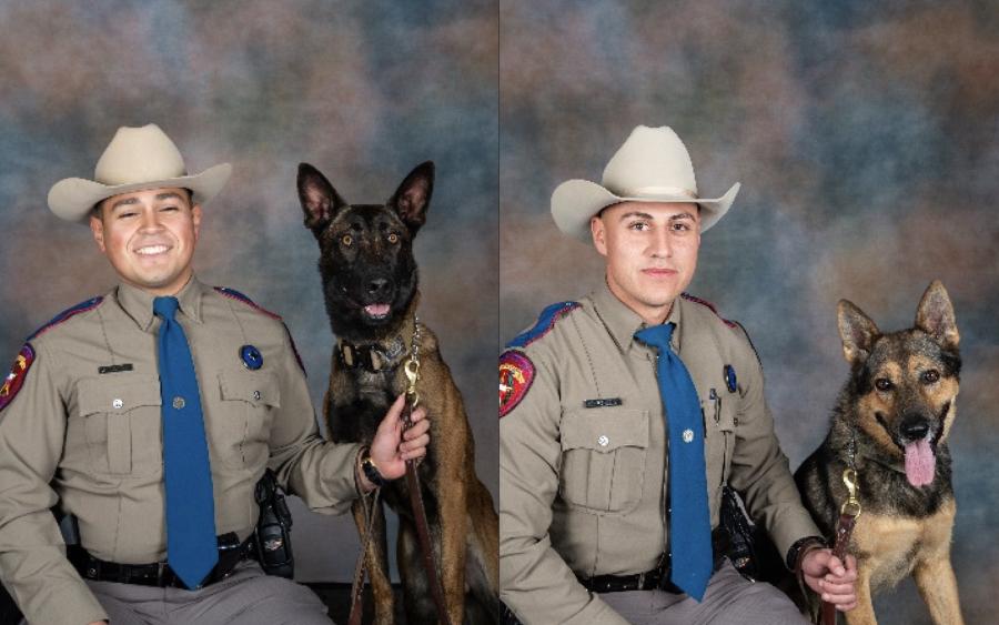 Left: Trooper Zachary Sanchez & K-9 Tiro: Detection Handler/Right: Trooper Zachary Vasquez & K-9 Guido: Detection Handler Left: Trooper Zachary Sanchez & K-9 Tiro: Detection Handler/Right: Trooper Zachary Vasquez & K-9 Guido: Detection Handler