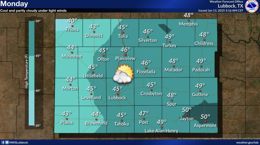 Monday's Forecast, Jan. 13 National Weather Service Monday's Forecast, Jan. 13 National Weather Service