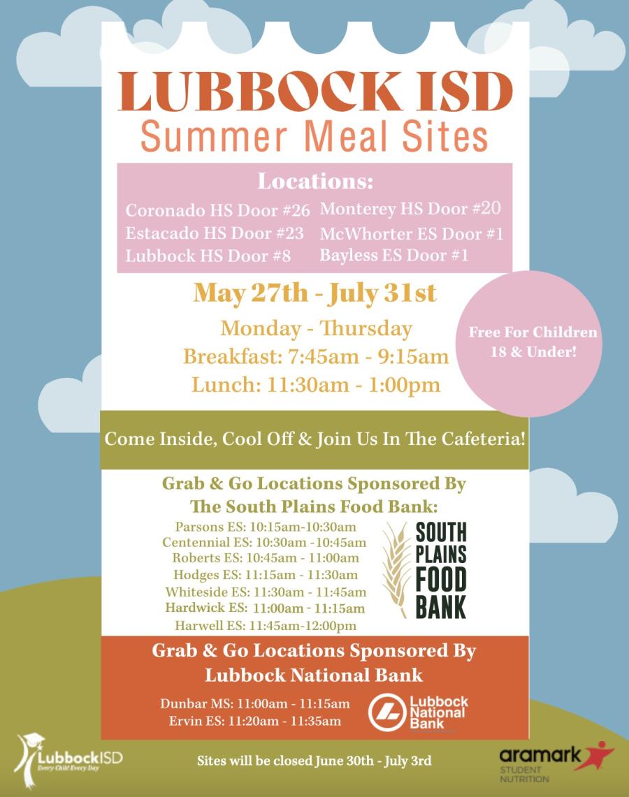Lubbock ISD Summer Meal Sites Lubbock ISD Summer Meal Sites