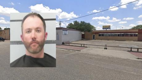 Brent Falkenberg, 34, was arrested for public lewdness after an officer allegedly caught him engaging in oral sex in a parking lot in the Depot District