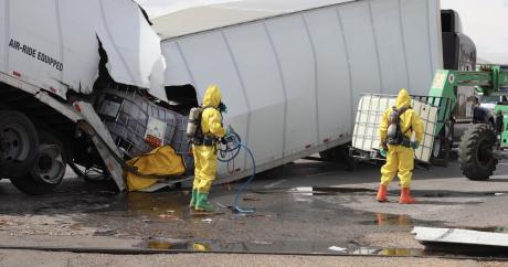 Chemical Spill After Semi Crashes into Train