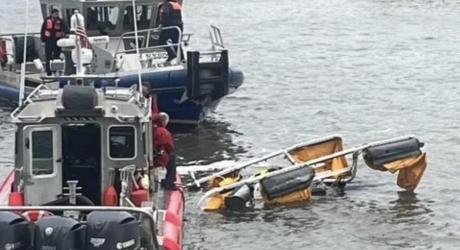A helicopter crashed into the Hudson River on Thursday, April 10.
