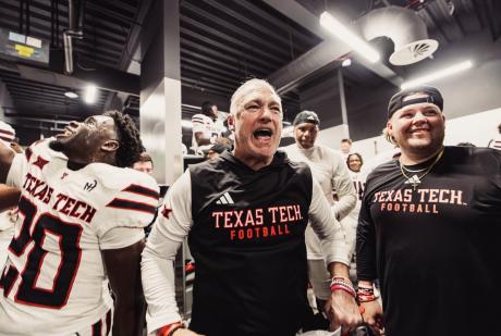 Texas Tech celebrates after the big win over Utah