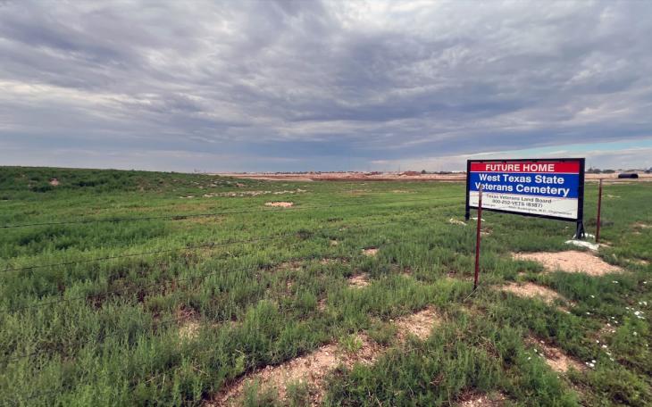 The site of the West Texas Veterans Cemetery as viewed from E. 50th St. in Lubbock facing to the southwest.