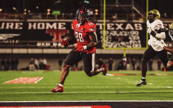 Texas Tech running back Tahj Brooks