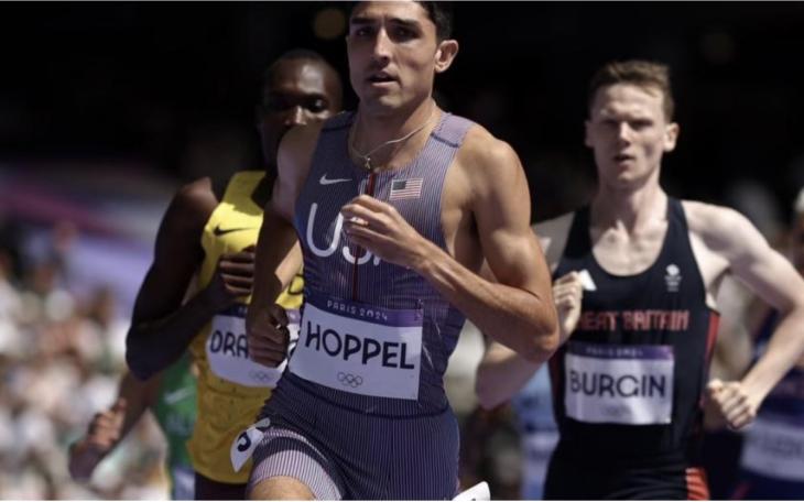 Bryce Hoppel, who graduated from Midland High School, set the national record in the 800-meter run Saturday at the 2024 Summer Olympics.