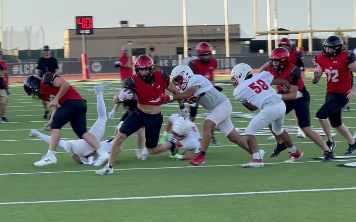 Lubbock-Cooper Pirates in action against Odessa High before the start of the 2024 season.
