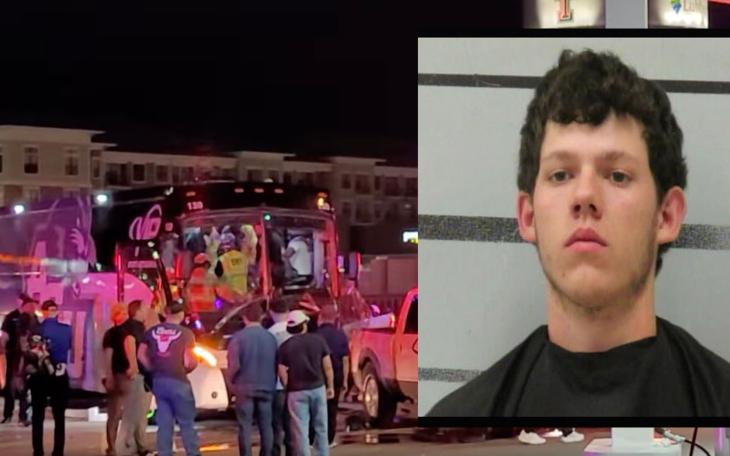 19-year-old Parker Young and the crash scene of the ACU bus