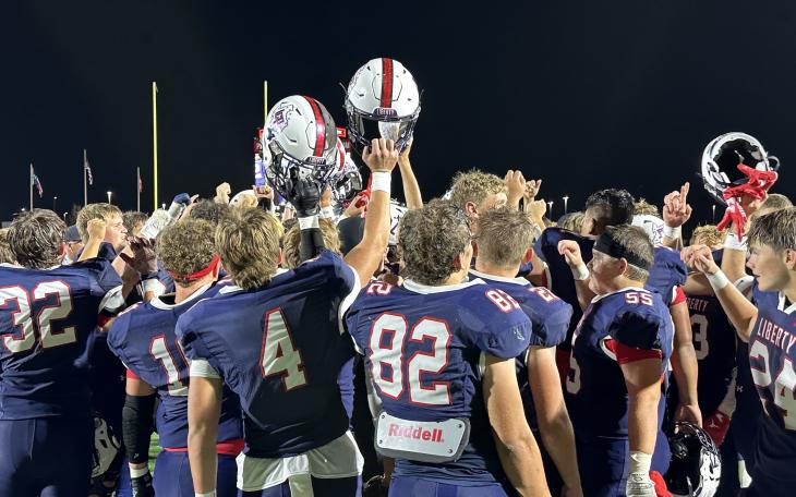 The Lubbock-Cooper Liberty Patriots after their first win in Program History