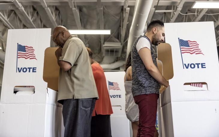 Voters at voting booths