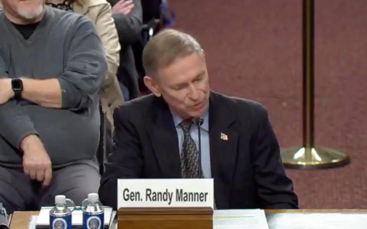 US Army Major General Randy Manner is questioned in a US Senate hearing on Dec. 10, 2024.