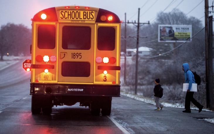 School bus in cold weather
