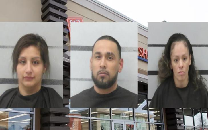 Gilbert Moreno, 37, Jacquie Lynn Valdez, 28, and Leonella Ann Guzman, 37, were arrested for robbery after stealing multiple pairs of shoes, injuring two employees in the process.