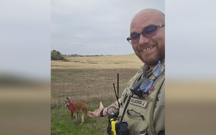 A Texas Deputy spotted a kangaroo named Jack hopping around wearing a red jacket on Thursday, Feb. 27.