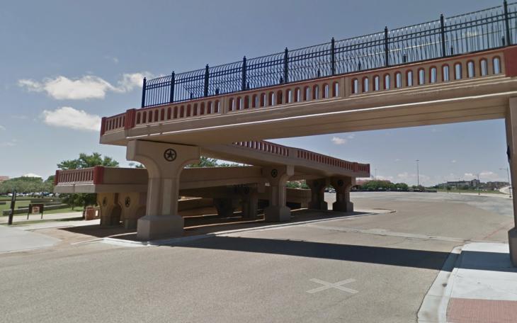 Pedestrian Bridge that crosses Marsha Sharpe Freeway, near Jones AT&amp;T Stadium