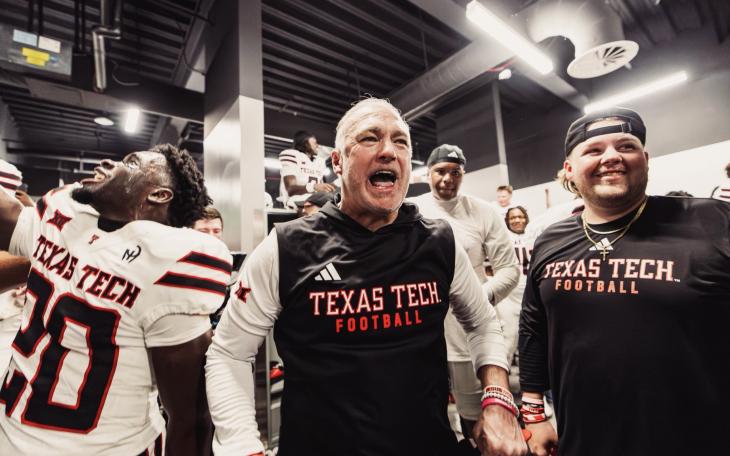 Texas Tech celebrates after the big win over Utah
