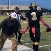 Post Coaching Staff Congratulates Antelopes' Maxx Cole after a big play against Olton