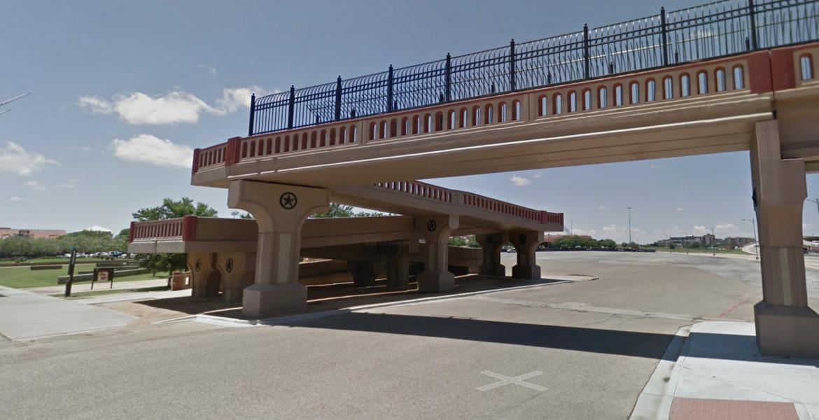 Pedestrian Bridge that crosses Marsha Sharpe Freeway, near Jones AT&T Stadium Pedestrian Bridge that crosses Marsha Sharpe Freeway, near Jones AT&T Stadium